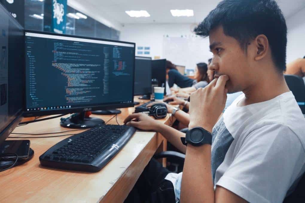 student learning to code