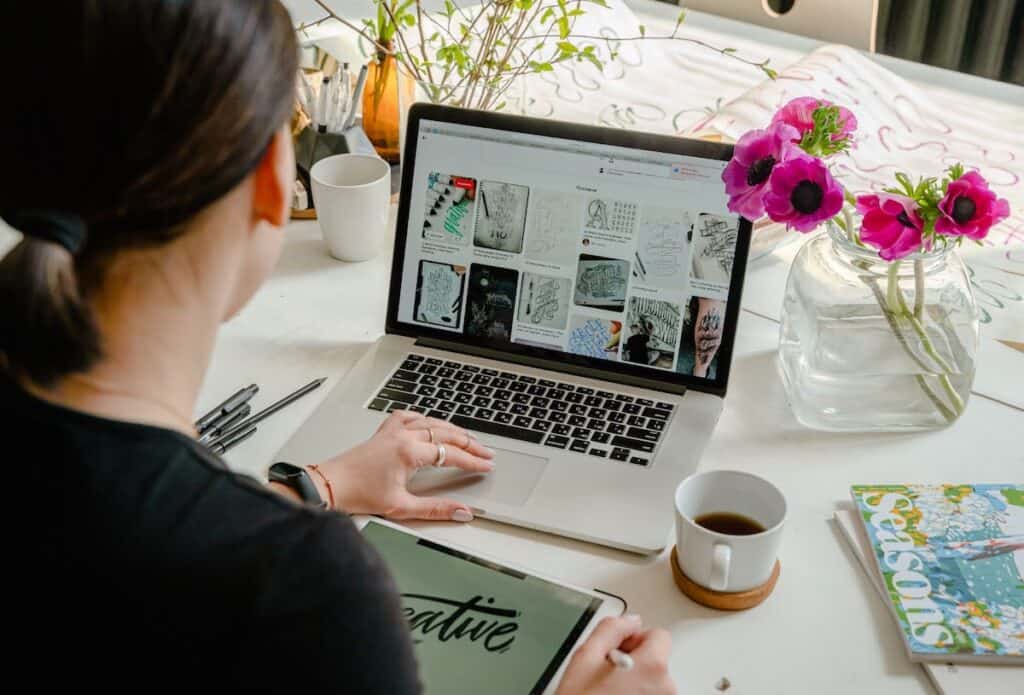  A woman browsing images online  how to code an app from scratch