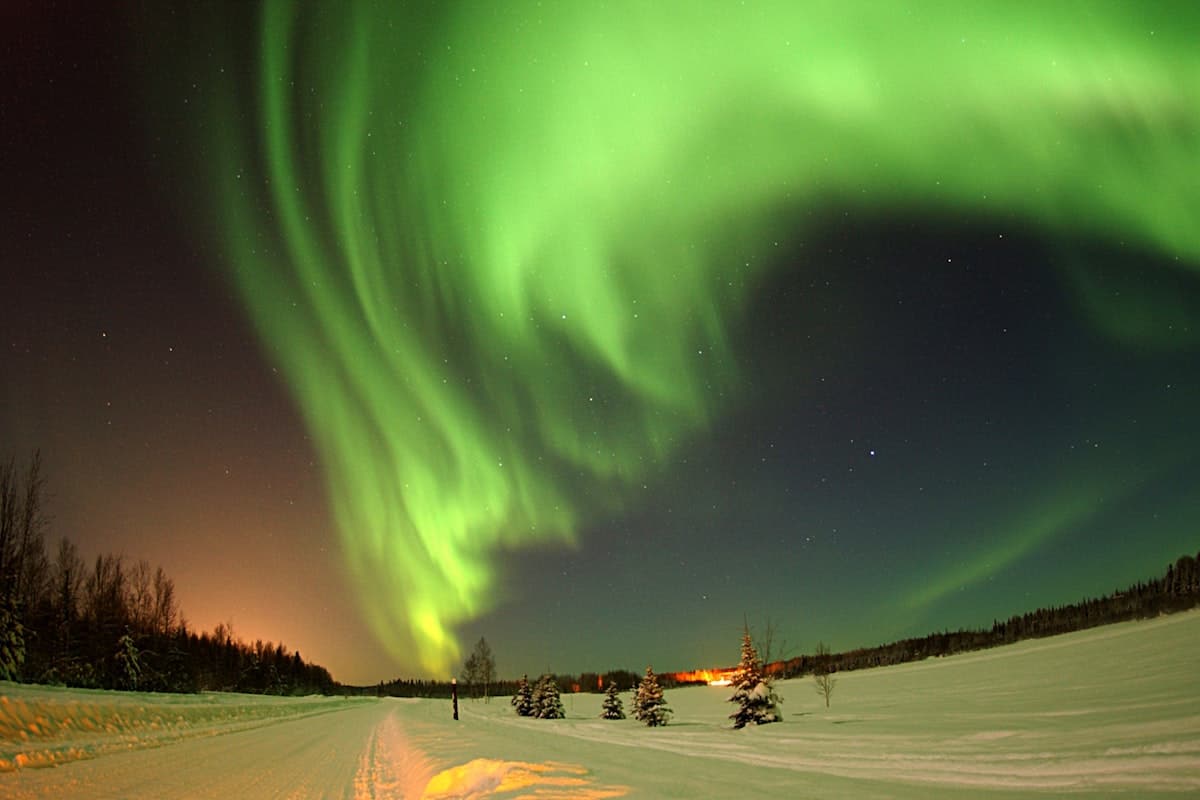 Aurora lights in the North Pole