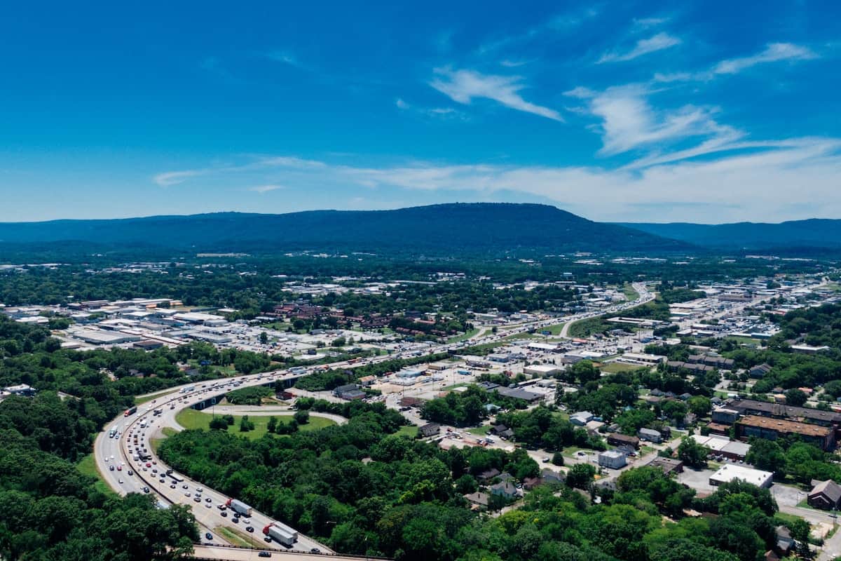 The beautiful scenery in Chattanooga, viewed from the sky